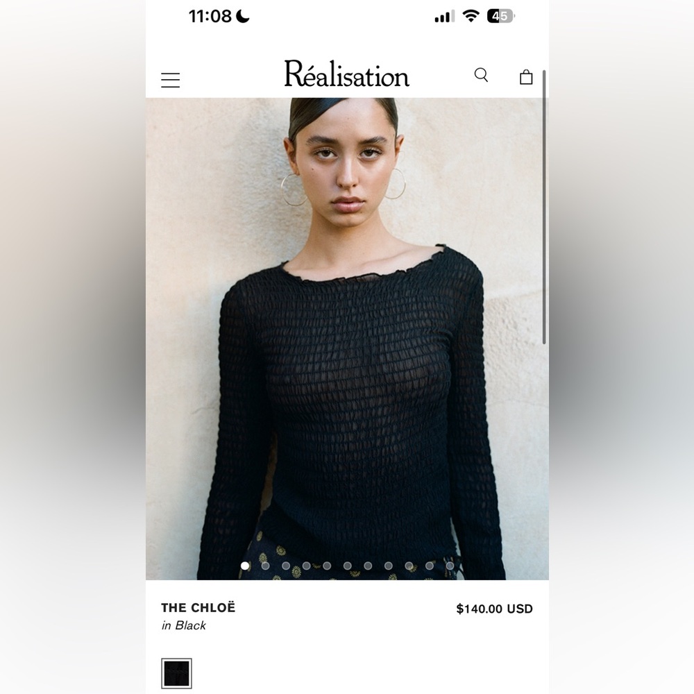 Realisation Par The Chloe Black Top M. Never worn with tags